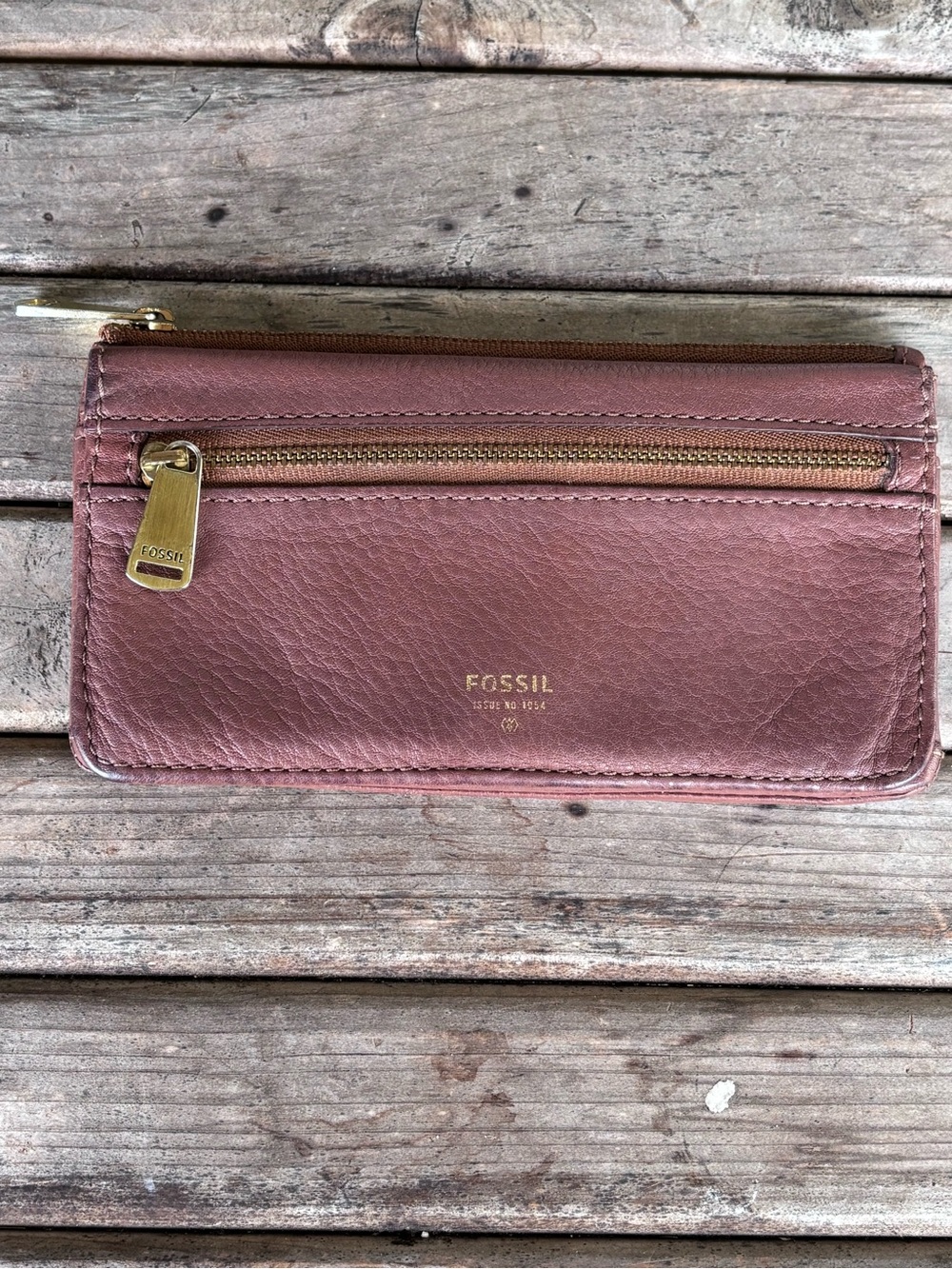 Fossil Brown Leather Wallet Clutch Check Book Credit Credit Card Holder